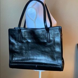 Black leather Monsac shoulder bag